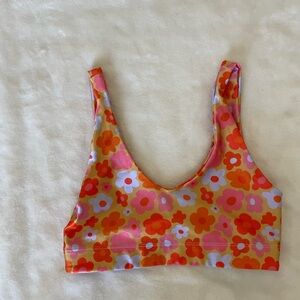 Goldsheep Pink and Orange Floral Sports Bra